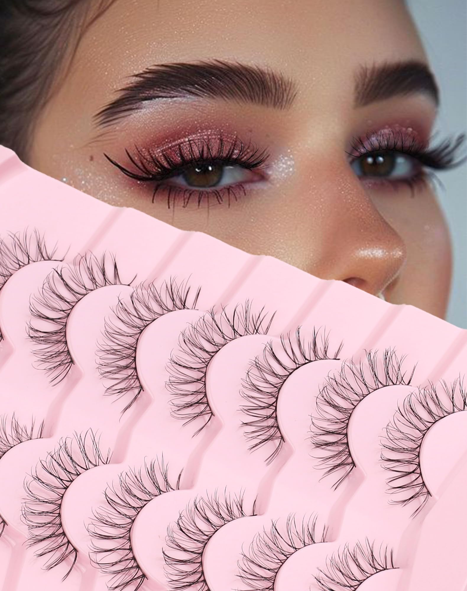 Wispy Strip Lashes Natural Faux Mink Lashes Fluffy