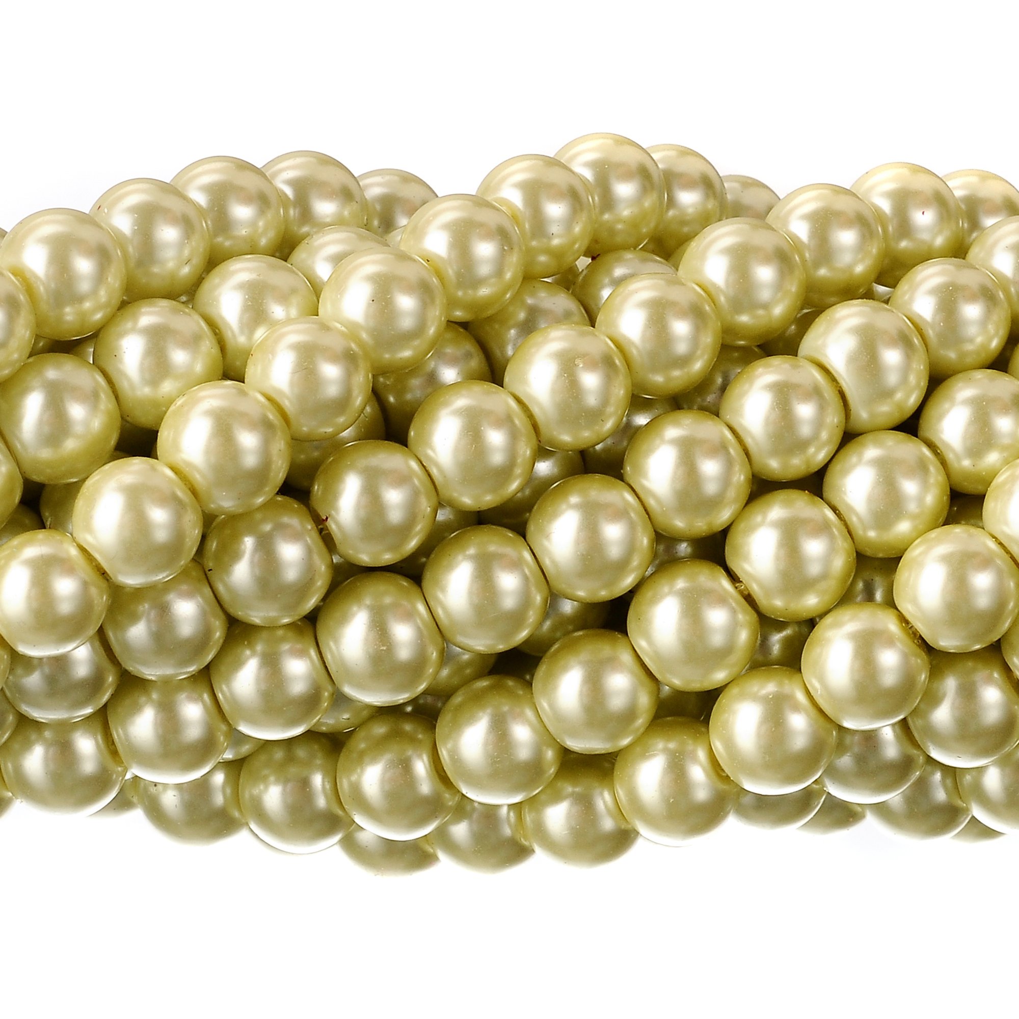 RUBYCA 200Pcs Czech Tiny Satin Luster Glass Pearl Round Bead DIY Jewelry Making 14mm Light Yellow