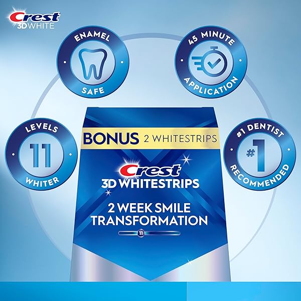 CREST 3D WHITESTRIPS GLAMOROUS WHITE, 3D WHITE, TEETH WHITENING STRIP KIT, 32 STRIPS (16 COUNT PACK) – CREST TEETH WHITENING STRIPS, TEETH WHITENING KIT – PACKAGING MAY VARY