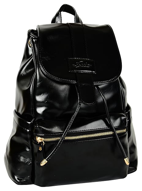 shiny black backpack