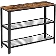 VASAGLE 40" Industrial Console Table, 3 Tier Entryway Table with Storage Shelf, Narrow Sofa Table for Living Room, Hallway, Entrance Hall, Corridor, Bedroom, Rustic Brown and Black ULNT81BX