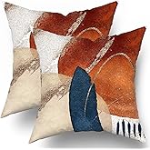 Kawani Boho Mid Century Modern Pillow Covers 18X18 in Navy Blue Burnt Orange Abstract Pillow Cases Set of 2 Aesthetic Geometric Minimalist Throw Pillows Home Decor for Room Couch Sofa Patio Porch