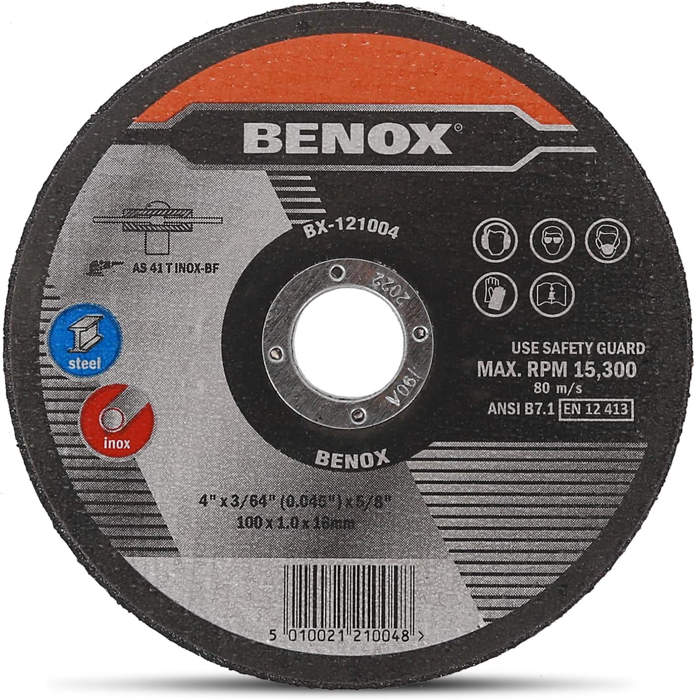 BENOX 50-Pcs Pack 4-1/2 In Cut-Off Wheel 4-1/2 x 0.045 (3/64) x 7/8 In Metal Cutting Disc BX-121006 (400)