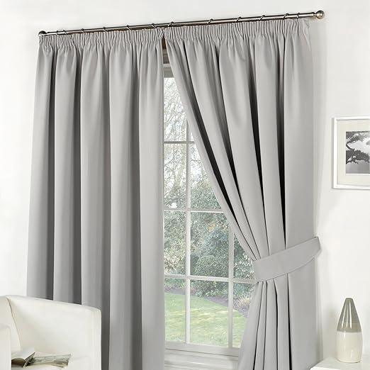 Dreamscene Pencil Pleat Blackout Curtains Set of 2 Thermal Tape Top