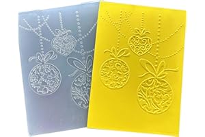 Arbuya Merry Christmas Baubles Plastic Embossing Folders for Card Making Xmas Balls Embossing Folder for Scrapbooking Pages Paper Crafting Clay Decoration