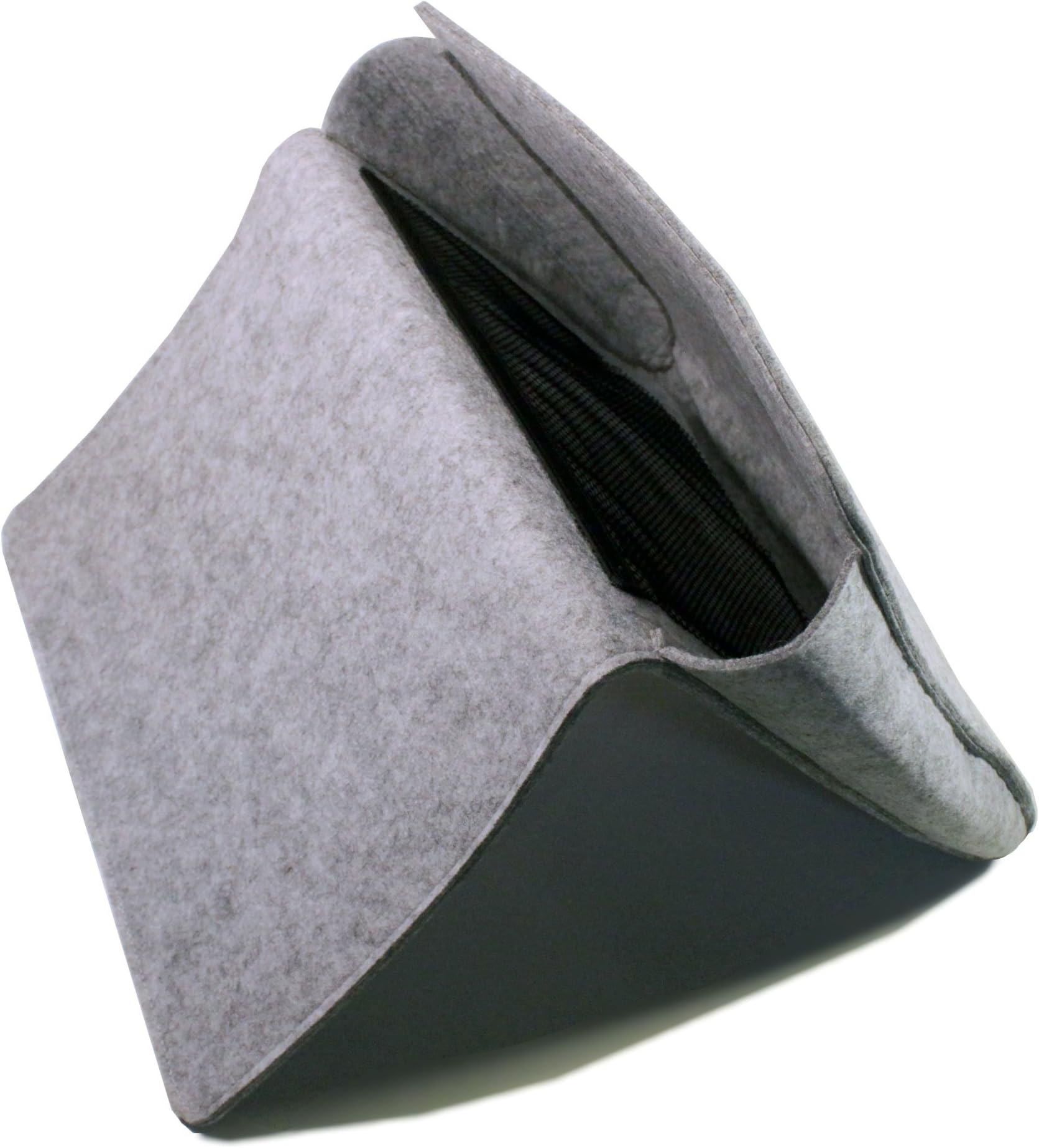 Prime Motif Gray Bedside Caddy with Extra Pockets - 1 Large Pocket and 2 Mesh Pockets - Bedside Storage Organizer Modern Felt Magazine Holder - Simplistic Design Hang Bag for Books, Remote, Laptop