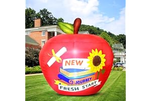 DAORDAER Back to School Inflatable Outdoor Decorations 4.92FT Welcome Back to School Outdoor Decoration with 2 LEDs Yard Decor Props for First Day of School Party Kindergarten Preschool Graduation