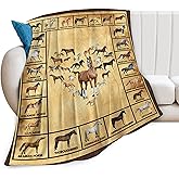 Horse Blanket Throws Horse Gifts Horses Throw Blanket for Girls Boys Kids Adults Soft Warm Cozy Fleece Blanket for Couch Sofa ​Bed 50"x40"