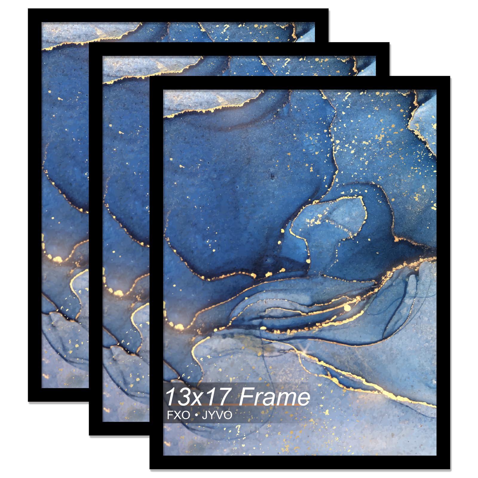Photo 1 of Fxojyvo 13x17 Picture Frame Set of 3, Black Frame for 13 x 17 Inch Picture Poster Photo, Light Weight and High Transparent 13 by 17 Frame for Wall - 3 Pack/Black/13 x17