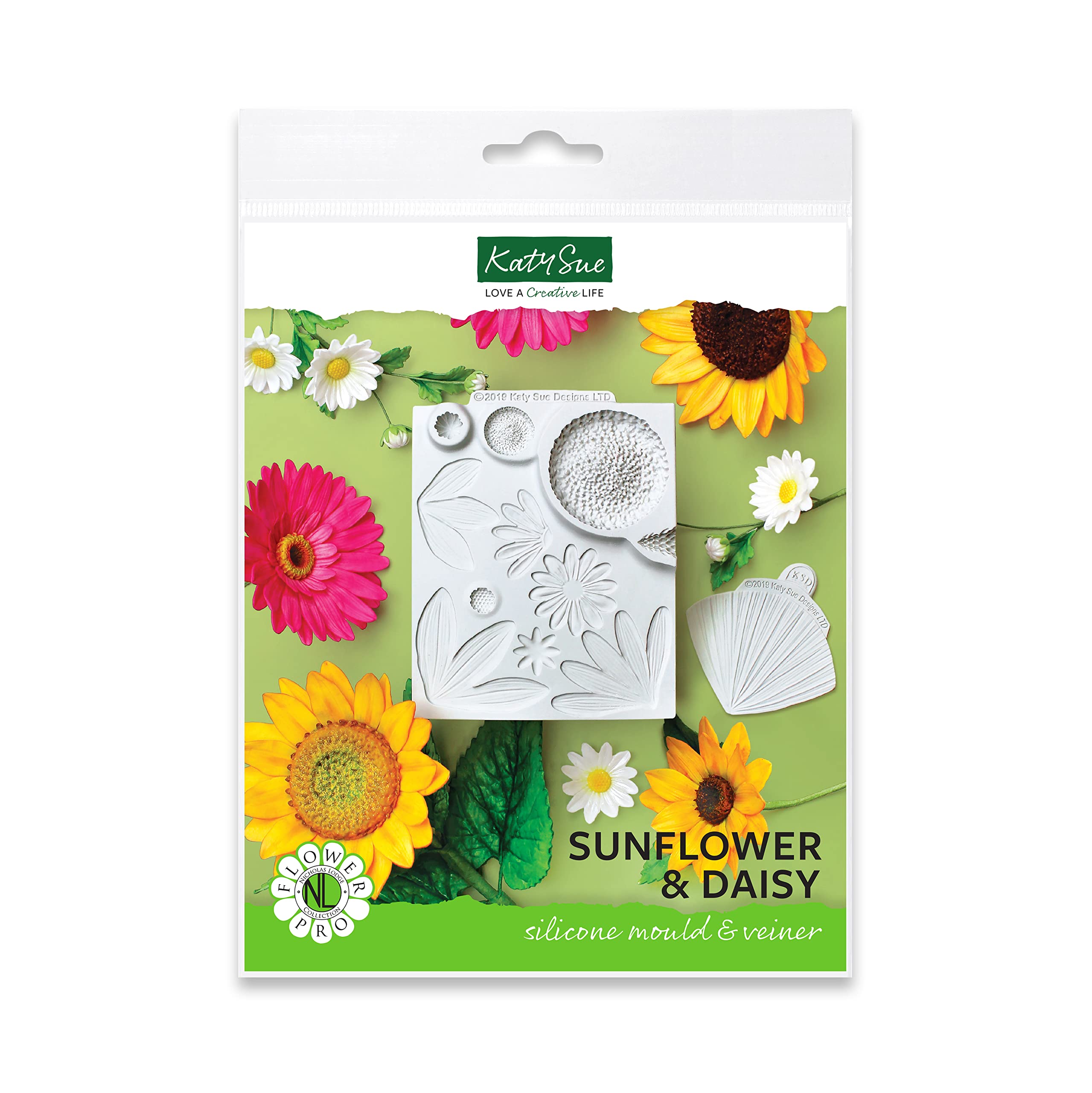 Flower Pro Ultimate Sunflower & Daisy Silicone Mould & Veiner Set for Cake Decorating & Clay Crafts by Katy Sue Moulds & Flower Pro Moulds. for Use with Fondant & Air Dry Clay