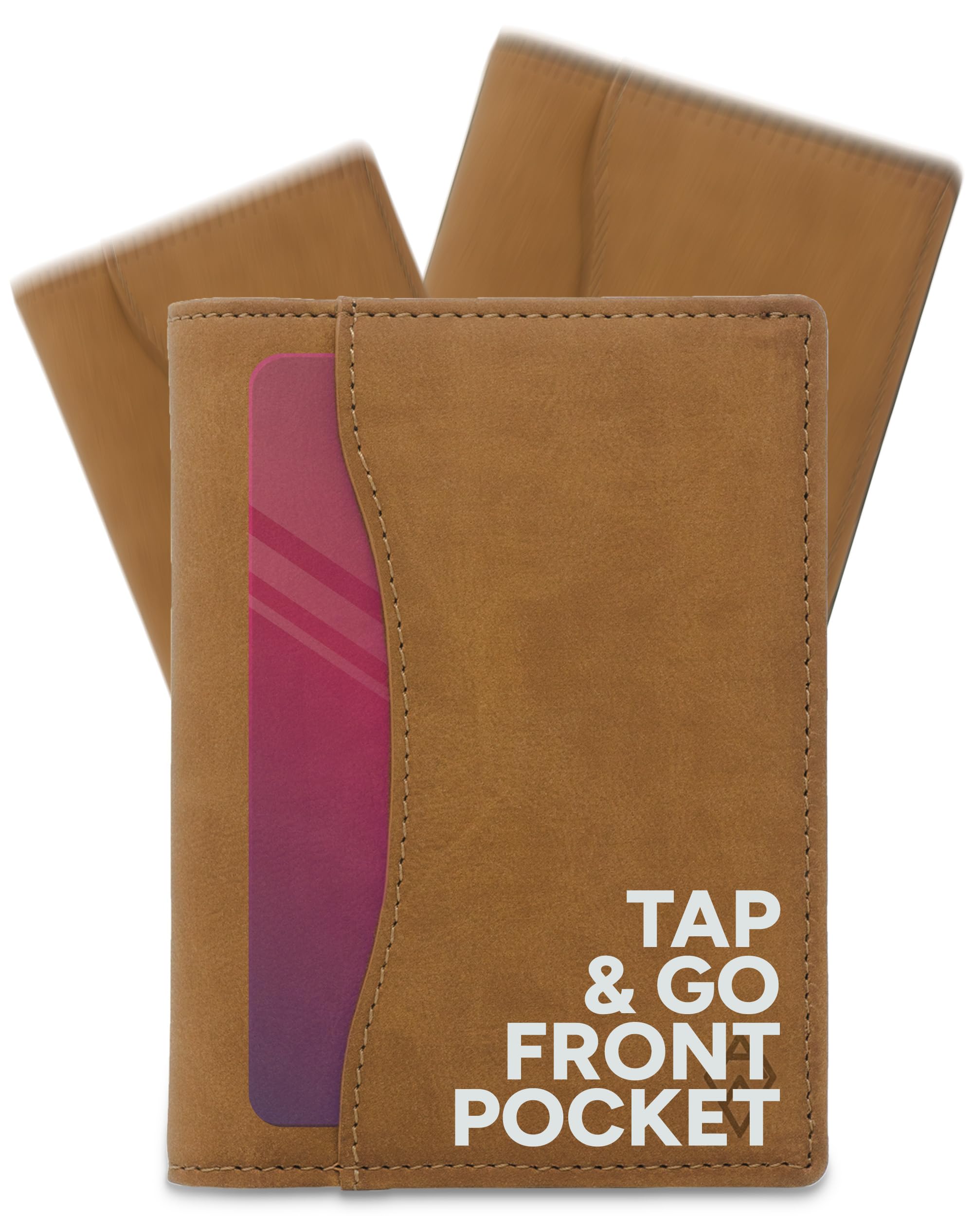 AKIELO RFID Blocking Bifold Card Wallet with Pull Tab and Gift Box – Stylish 'Tap N Go' Mens Wallet – Credit Card Holder Wallets for Men (Oscar - Tan Edition)