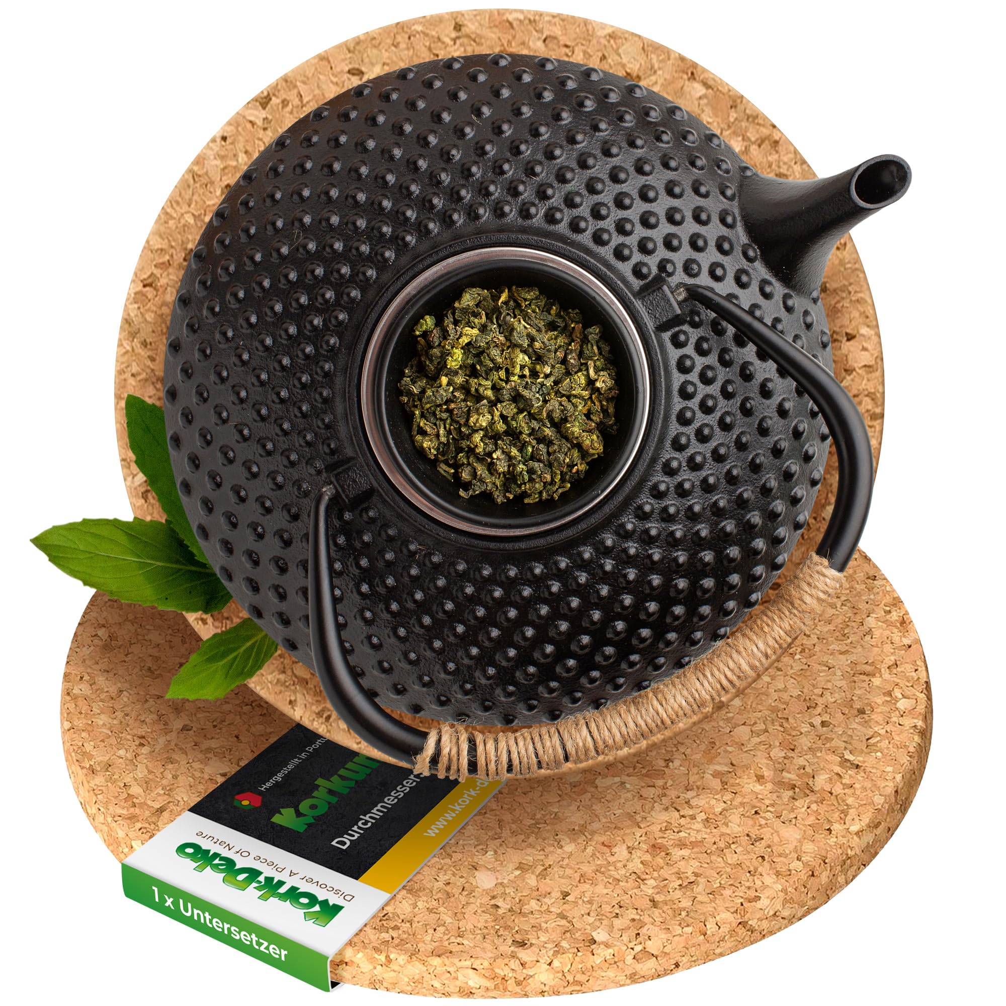 Kork-Deko Cork Trivet - Round to Square For Pots, Pans, Glasses and Bowls - Heat Resistant and Non-Slip 20 cm, round