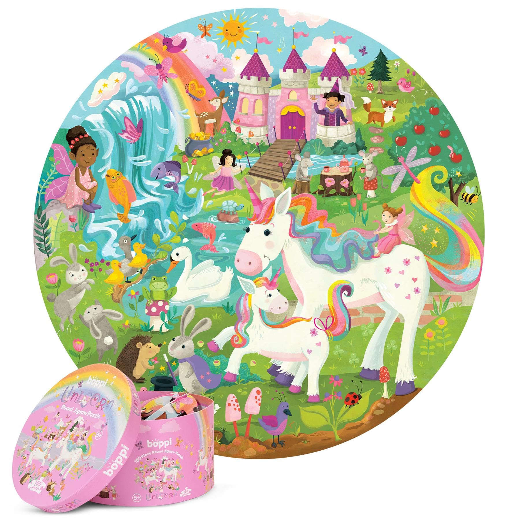 boppi Round 150 Piece Jigsaw for Kids Aged 5-8 | Educational Unicorn Puzzle with Magical Creatures & Fantasy Scenes | Eco-Friendly Recycled Cardboard — image 1