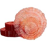 U-QE 60PCS Clear Orange Plates - Reef Orange Plastic Plates Disposable&Reusable - Heavy Duty Plastic Plate Including 30 Dinner Plate 10" & 30 Dessert 7" Perfect for Party