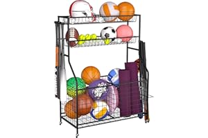 Ultrawall Sports Equipment Organizer, Large Capacity Garage Ball Storage Outdoor Toy Organizer, Ball Cart with Wheels for Football, Basketball