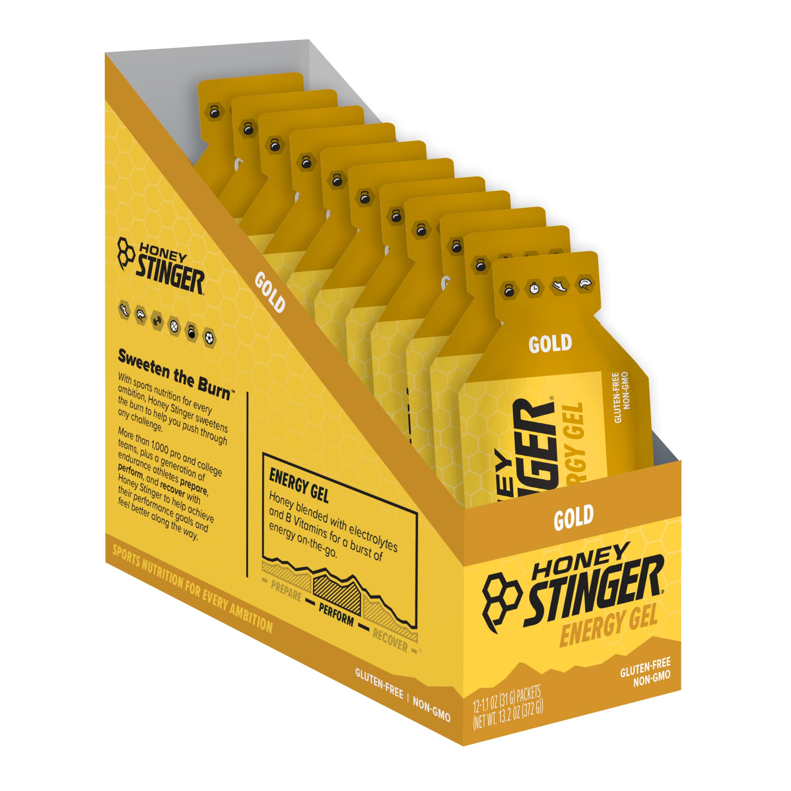 Photo 1 of Honey Stinger Gold Energy Gel, Gluten Free & Caffeine Free, for Exercise, Running and Performance, Sports Nutrition for Home & Gym, Pre and Mid Workout, 12 Pack, 13.2 Ounce