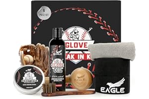 Eagle Glove Break in Kit - Glove Oil (8.45oz), Conditioner (3.38oz), Wrap, Mallet, Applicator & Cloth, 6-Pieces Set for Baseball Gloves, Softball Gloves