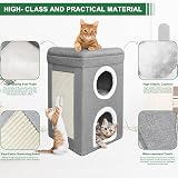 Hibtn Cat House Cave 3 Story Foldable Indoor Cat Condo with Cushions view 4