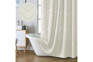 Chyhomenyc Chevron Small Fabric Shower Curtain Set 36x72 inches Bath Stall Size, Boho Shower Curtain Modern Chic Textured Tufted Chevron Striped Minimalist Cute Bathroom Shower Curtain