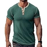 LOGEEYAR Men's Henley Shirts Short Sleeve Basic Casual Shirt Lightweight Button T-Shirts