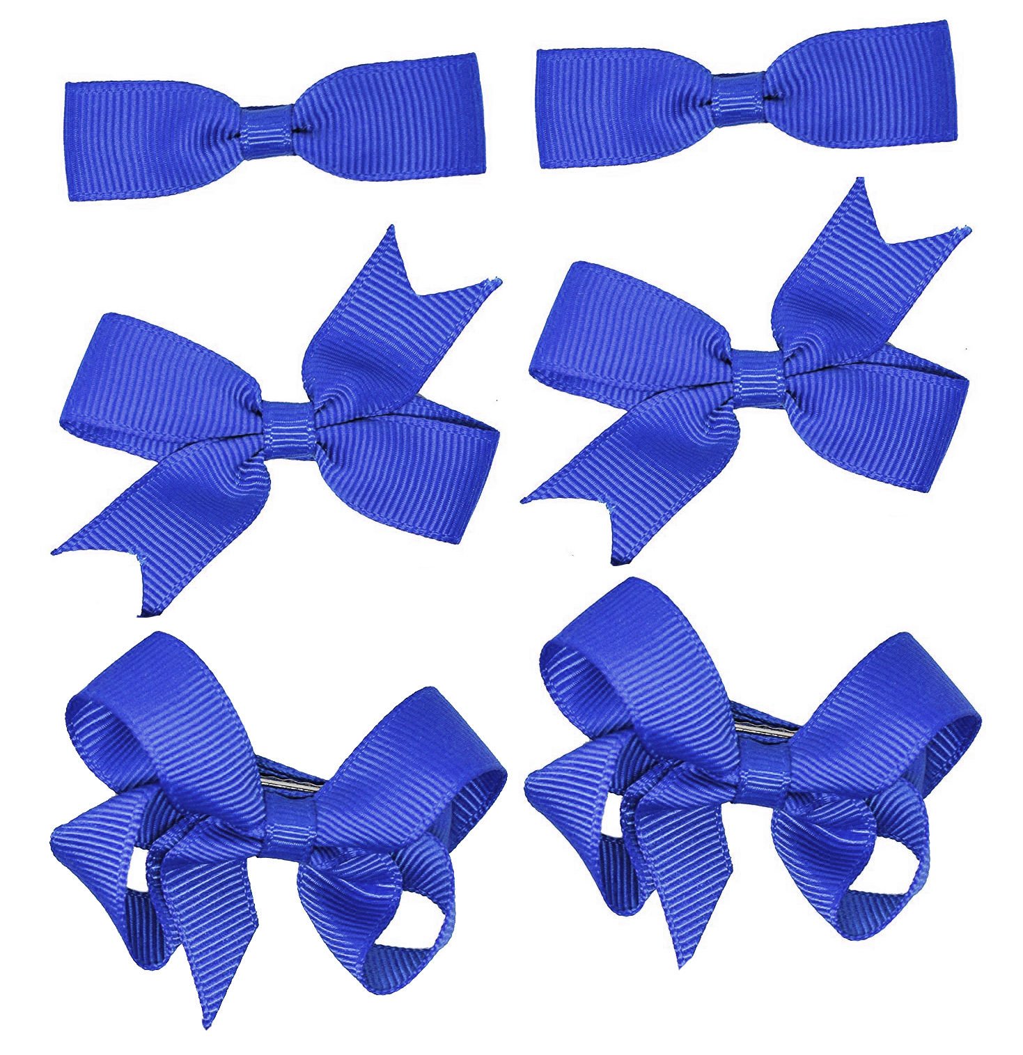 6 Clips (3 Pairs) School Bows Girls Small Hair Grosgrain Ribbon Hair Accessories Uniform (Blue) — image 1