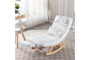 UPYOOE Nursery Rocking Chairs, PU Leather Recliner Glider Chair for Nursery, Glider Rocker with Foldable Footrest and 2 Pillowers for Bedroom, Nursery Room, Living Room (PU White)
