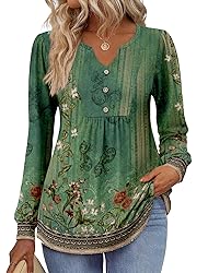 Zeagoo Women's Dressy Casual Tops Floral Boho Shirt