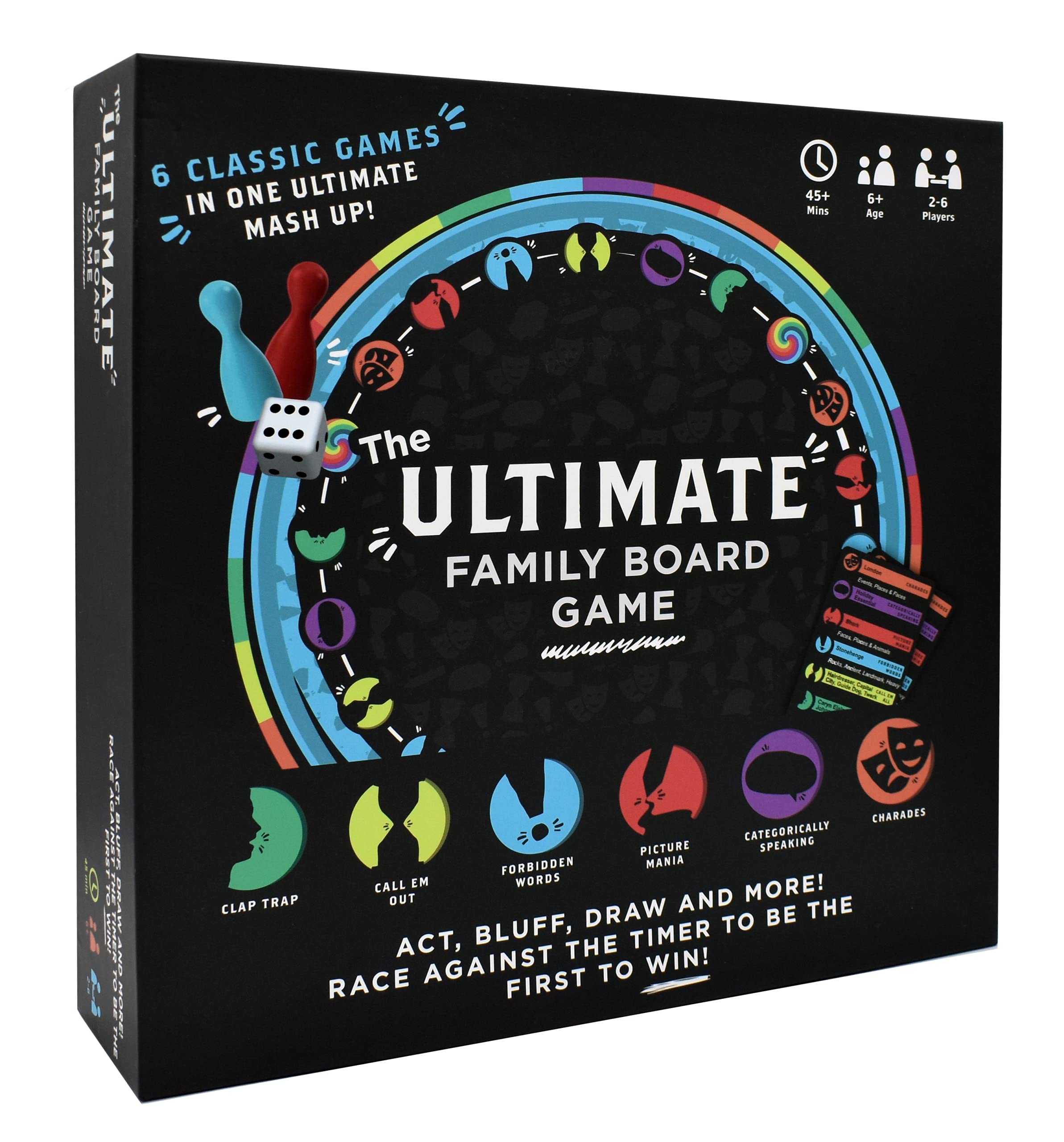 The Games Emporium, The Ultimate Family Board Game, 6 Classic Games in 1 Fun Mash Up! 2-6 Players, Great Gift For Ages 6+, Multicolor
