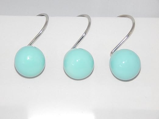 Amazon Com Bh Home Linen Aqua Blue Orbit 12 Shower Curtain