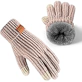 UCQKLI Winter Gloves for Women Chenille, Womens Gloves Cold Weather Warm Fleece Lined, Gloves for Women Touchscreen Fingers