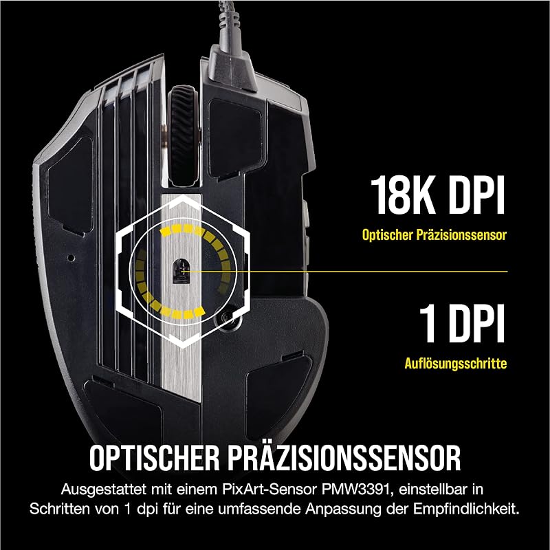 Scimitar RGB Elite Kabelgebundene MOBA/MMO Gaming-Maus - Schwarz