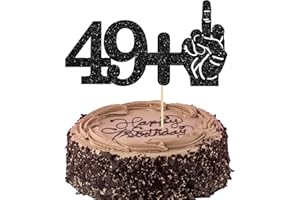 Ephlyn 1Pc 49+1 Black Glitter Cake Topper 50th Birthday Party Cake Decorations for Funny Fifty Years Old Birthday Party Supplies