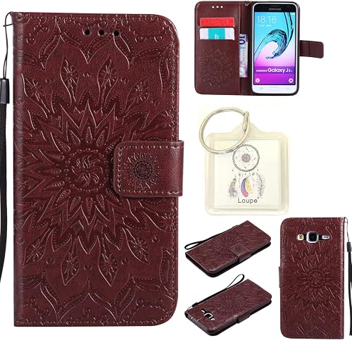 Download Lohpe Housse Galaxy J3 (2016), Etui en PU Cuir Portefeuille Coque pour Samsung Galaxy J3 (2016) SM-J320F Fleurs Datura Modèle Case avec Fonction Support Stand + Porte-clés(T) PDF