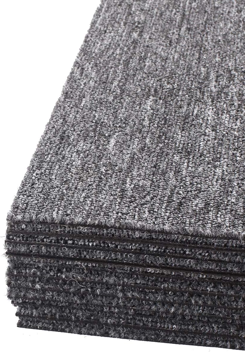 Nisorpa Commercial Carpet Floor Tiles Dark Grey 20x20 inch 20pcs Pack Washable Carpet Floor Tiles Heavy Duty Carpet Squares Bitumen Backed for Indoor Home Office Apply - - 