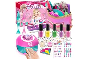 Amagoing Kids Nail Polish Set for Girls, Girls Nail Kit Ages 7-12 with Nail Dryer, Quick-Dry Nail Polish, Nail Art Pens, Cartoon Press on Nail, Makeup Bag, Spa Manicures Birthday Christmas Gift Toy