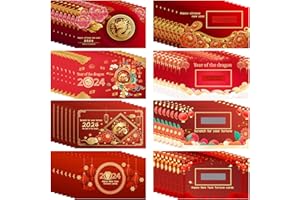 Geyoga 96 Pcs Chinese New Year Scratch off Fortune Cards 2024 Year of the Dragon Party Scratch off Fortune Cards Lunar New Year Lucky Fortune Card Chinese Spring Festival Party Decorations