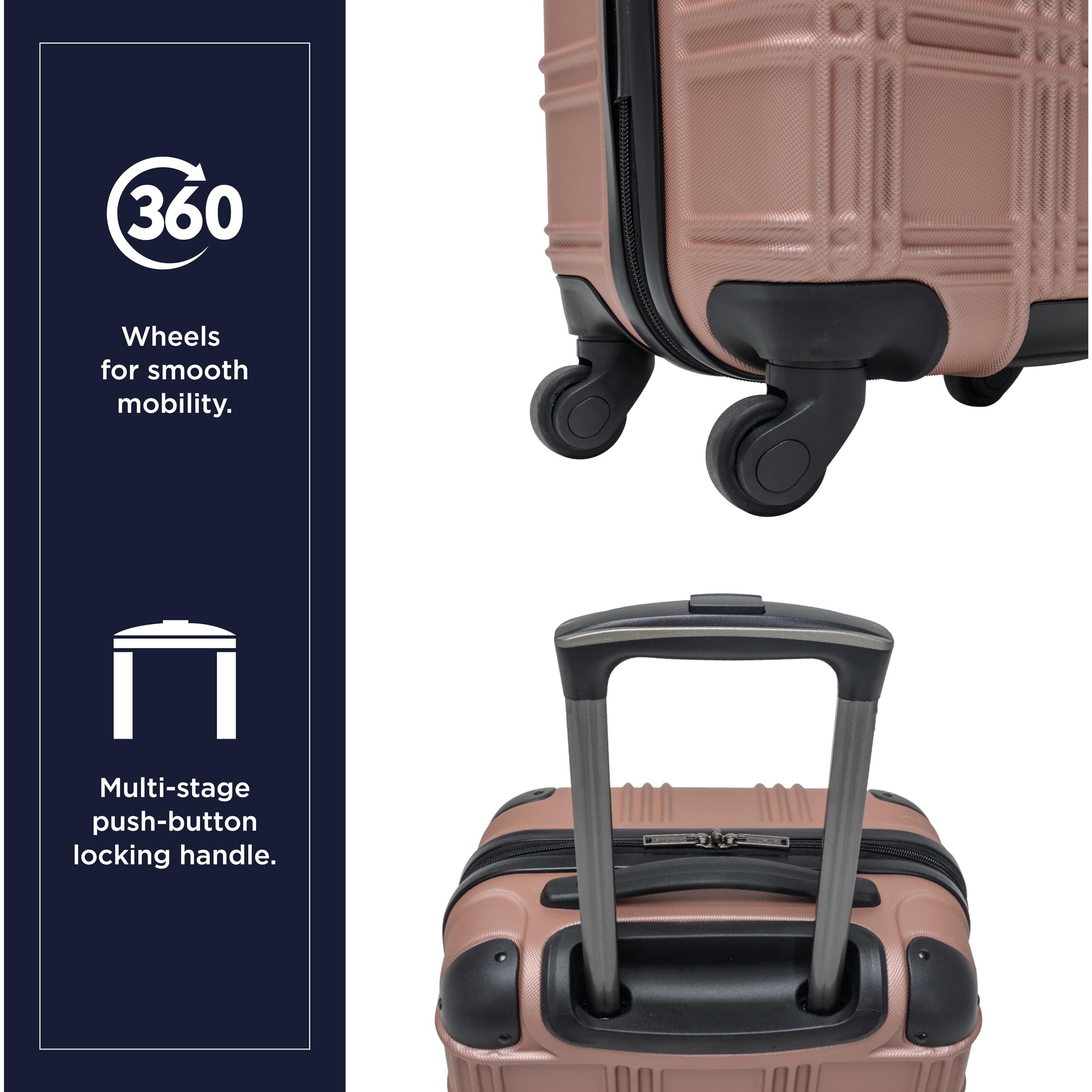Ben Sherman Nottingham Lightweight Hardside 4-Wheel Spinner Travel Luggage, Rose Gold, 28-Inch Checked