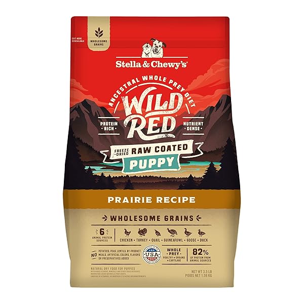 STELLA & CHEWY’S WILD RED DRY DOG FOOD RAW COATED HIGH PROTEIN WHOLESOME GRAINS PUPPY PRAIRIE RECIPE, 3.5 LB. BAG