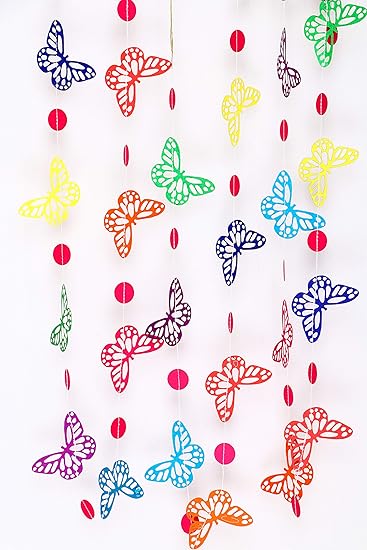 Rainbow Butterfly Paper Garland Birthday Decorations Items