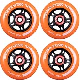 Rollerex VXT500 Inline Skate Wheels &ndash; 4-Pack (Optional Bearings, Spacers and Washers) - Durable Replacement Roller Blade Wheels for Indoor &amp; Outdoor Skating (80mm, Sunrise Orange)