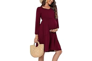 Smallshow Women's Maternity Dress Ruffle Long Sleeve Pregnancy Clothes