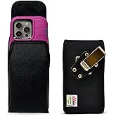 Turtleback Belt Clip for iPhone 16 Pro, 16e, 15 pro 14 Pro 13 Pro -Large- Fits w/Defender Bulky Style Cases - Premium Black Nylon, Vertical Belt Holder, Magnetic Closure HD Rotating Belt Clip