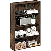 Furinno Basic Book Shelf, 4-Tier Bookcase with Open Shelf, Bookshelf, Cube Storage Organizer, 6 x 24 x 35, for Living Room, Bedroom, Home Office, Amber Pine