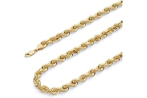 Wellingsale 14K Solid Gold Heavy Rope Chains (Select Options)