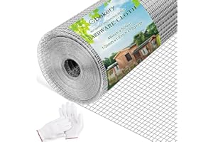 Gbekery Hardware Cloth 1/2 inch 48in x 50ft 19 Gauge, Hot-dip Galvanized After Welding Chicken Wire Mesh Roll Garden Plant Welded Metal Wire Fencing Roll, Rabbit Cages Snake Fence