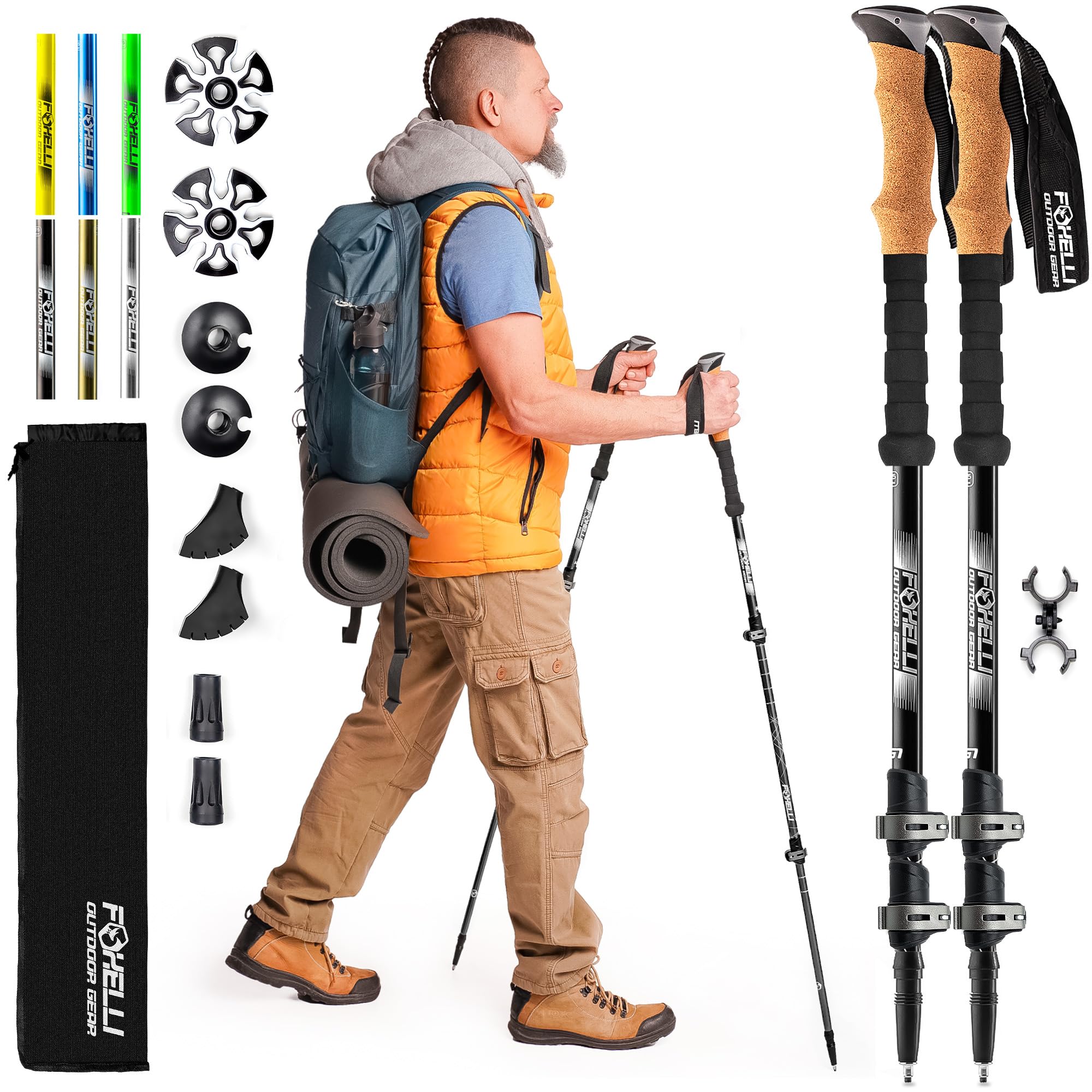 Foxelli Trekking Poles – Lightweight Collapsible
