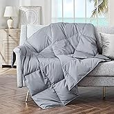 puredown® Soft Feather Down Throw Blanket Lightweight Packable Couch Throw for Indoor and Outdoor Use, Throw 50"X70", Sliver Gray
