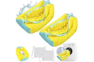 Shoe Washing Machine Bag, Shoe Washing Bag for Washer and Dryer, Include Dry Net Bags, Reusable and Durable Zipper with Hook 