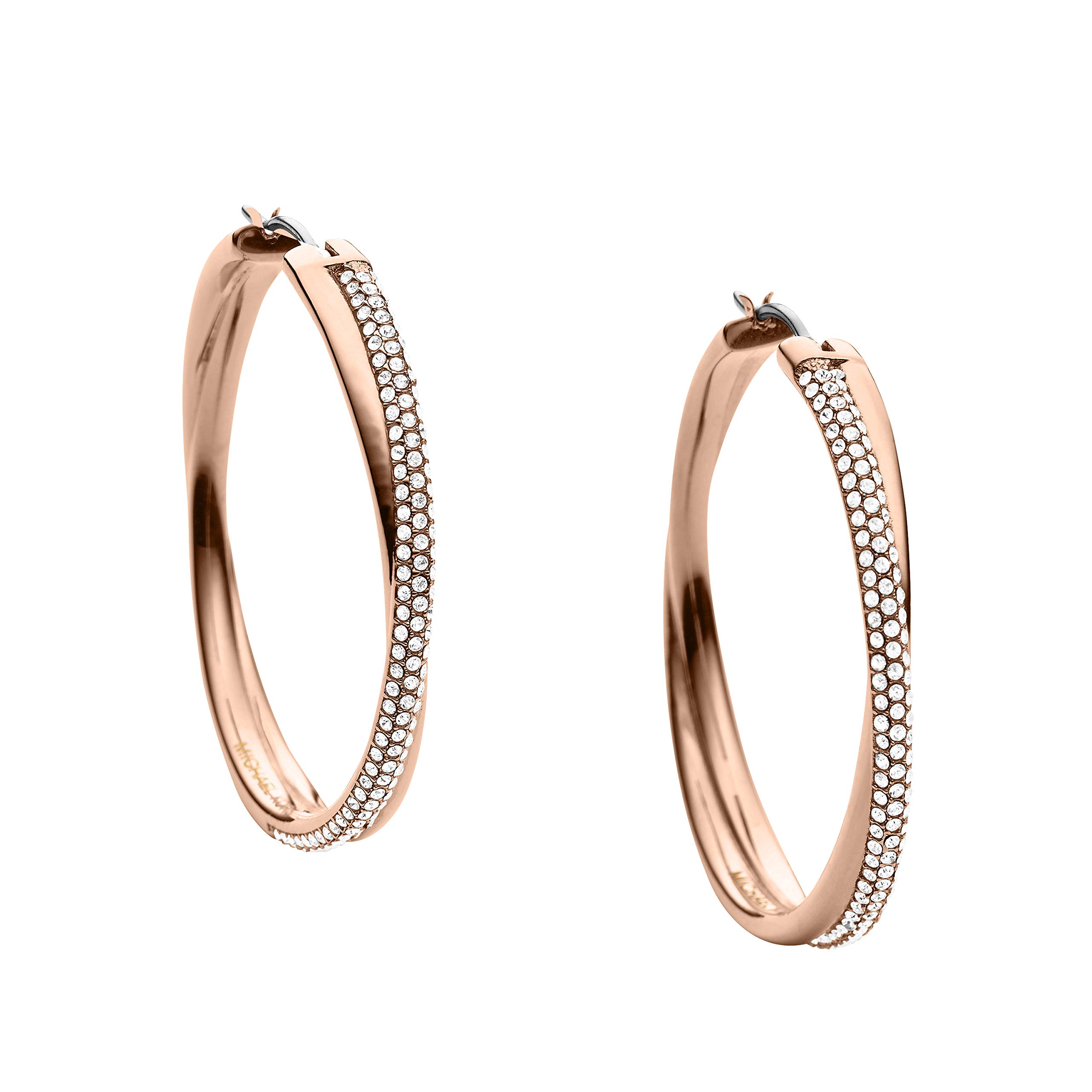 Photo 1 of Michael Kors Pave Rose Gold Tone Cross Over Hoop Earrings