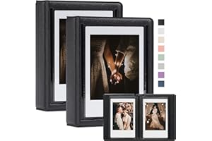 Dawnhua 2 Pack Instax Mini Photo Album Plastic Customizable Cover, 28 Pockets Polaroid Photo Album for 2x3 Pictures, Polaroid Album Book for Fujifilm Instax Mini Instant Camera (Black)